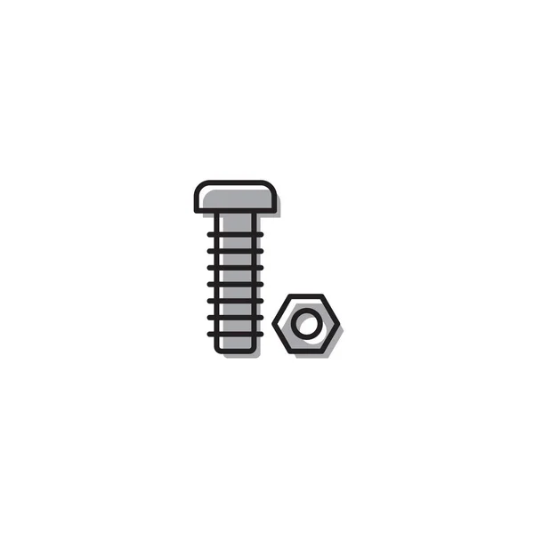 Nut and bolt vector icon isolated on white background — Stock Vector