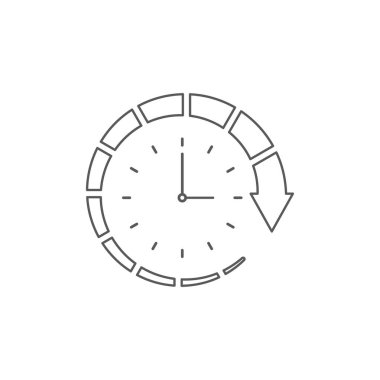 Beyaz arka planda yalıtılmış saat ve dairesel ok vektör simgesi