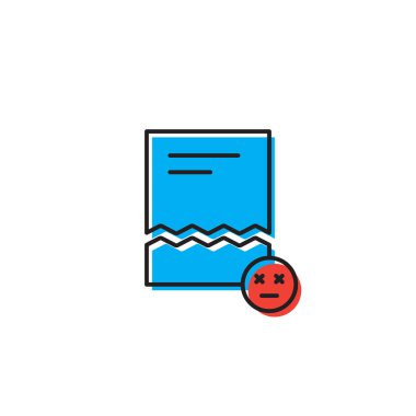 Beyaz arka planda yalıtılmış bozuk dosya belge vektör simgesi