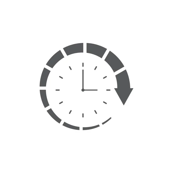 在白色背景上隔离的时钟和圆形箭头矢量图标 — 图库矢量图片