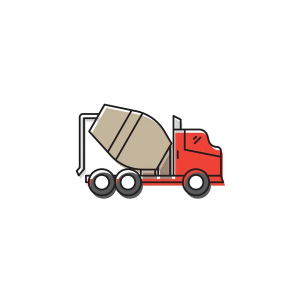 Icône vectorielle de camion bétonnière isolé sur fond blanc — Image vectorielle