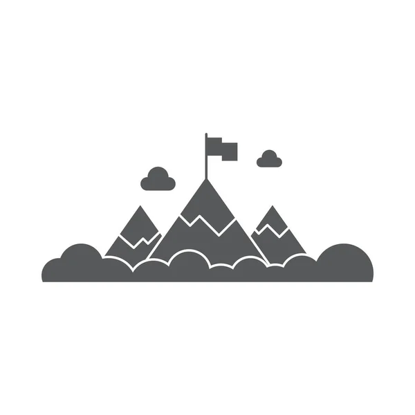 Drapeau sur le sommet de la montagne icône vectorielle isolé sur fond blanc — Image vectorielle