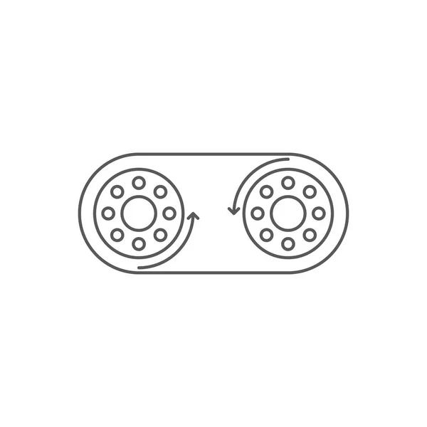 Engrenages avec icône vectorielle ceinture isolé sur fond blanc — Image vectorielle