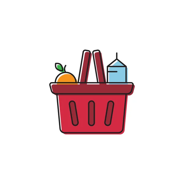 Grocery shopping basket vector icon symbol isolated on white background — Stock Vector