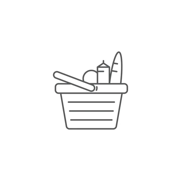 杂货购物篮矢量图标符号隔离在白色背景上 — 图库矢量图片