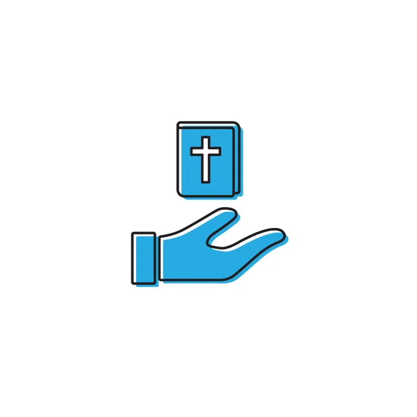 Hand give bible book vector icon symbol isolated on white background — Stock Vector