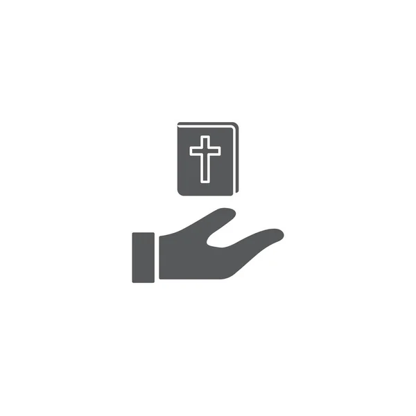 Hand give bible book vector icon symbol isolated on white background — Stock Vector