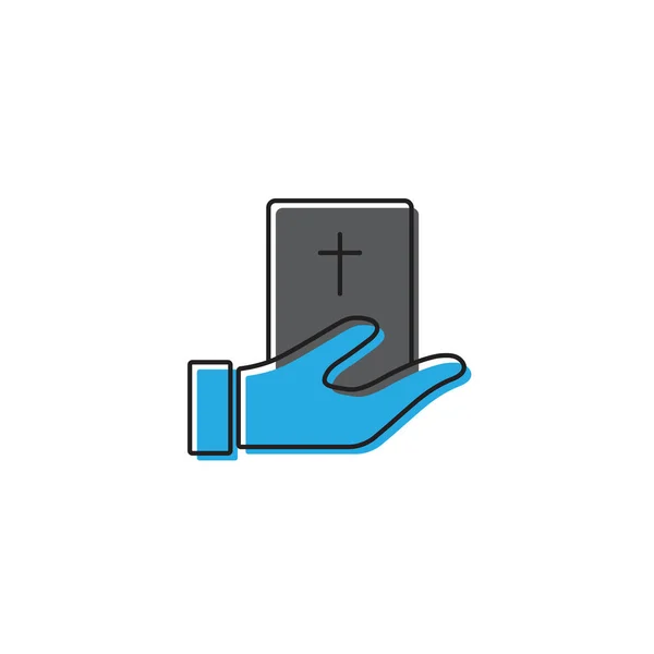 Tangan memberikan simbol ikon vektor buku Alkitab terisolasi pada latar belakang putih - Stok Vektor