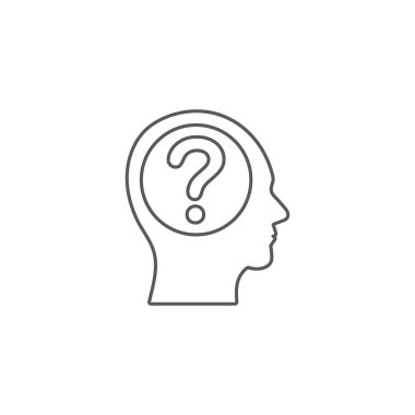 Beyaz arka planda yalıtılmış soru işareti vektör simgesi olan kafa