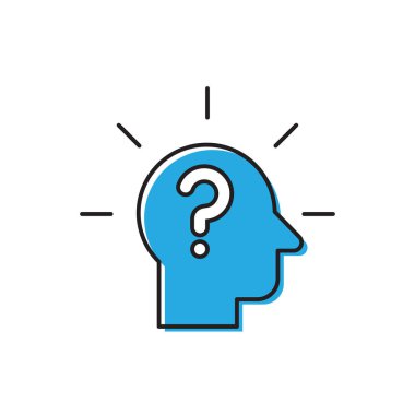 Beyaz arka planda yalıtılmış soru işareti vektör simgesi olan kafa