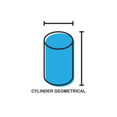 Silindir geometrik şekil vektör simgesi beyaz arka plan üzerinde izole