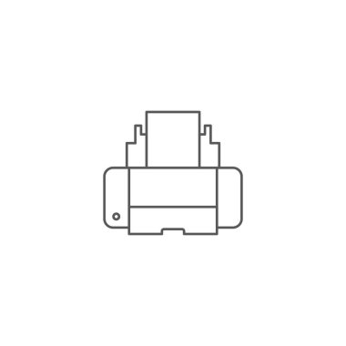 Beyaz arka planda yalıtılmış yazıcı yazdırma kağıdı makinesi vektör simgesi