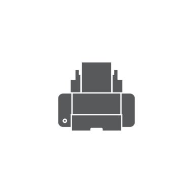 Beyaz arka planda yalıtılmış yazıcı yazdırma kağıdı makinesi vektör simgesi