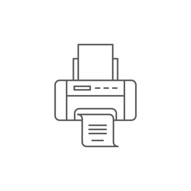 Beyaz arka planda yalıtılmış yazıcı yazdırma kağıdı makinesi vektör simgesi