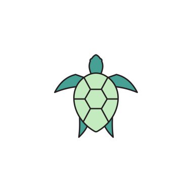 Beyaz arka planda izole deniz kaplumbağası hayvan vektör simgesi