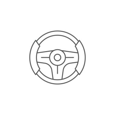 Beyaz arka planda yalıtılmış direksiyon vektör simgesi simgesi