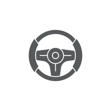 Beyaz arka planda yalıtılmış direksiyon vektör simgesi simgesi