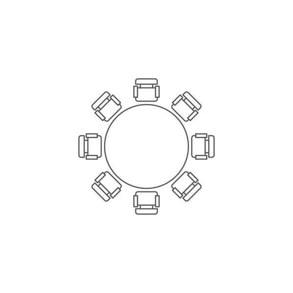 Mesa redonda e cadeiras vista superior ícone vetorial isolado no fundo branco —  Vetores de Stock
