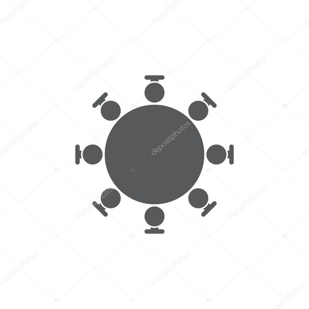 Round table and chairs top view vector icon isolated on white background