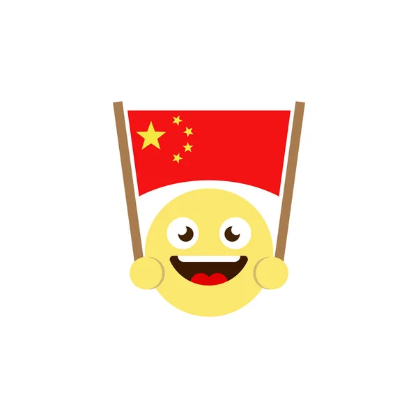 Emoticon Flagge von China Vektor-Symbol isoliert auf weißem Hintergrund — Stockvektor