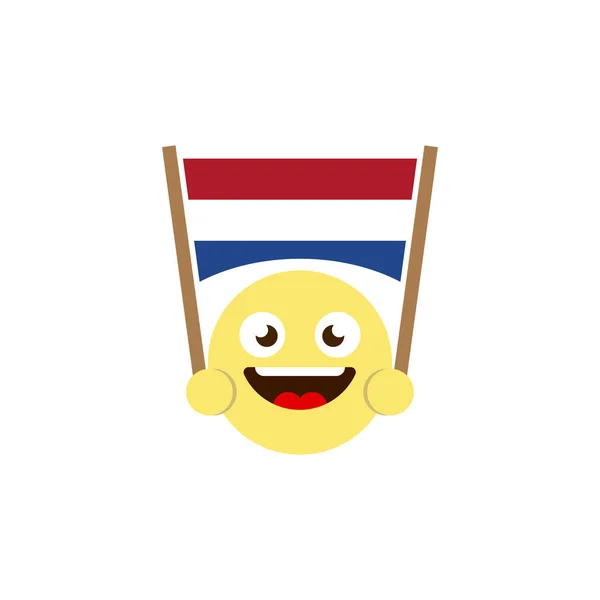 Emoticon Flagge der Niederlande Vektor-Symbol isoliert auf weißem Hintergrund — Stockvektor