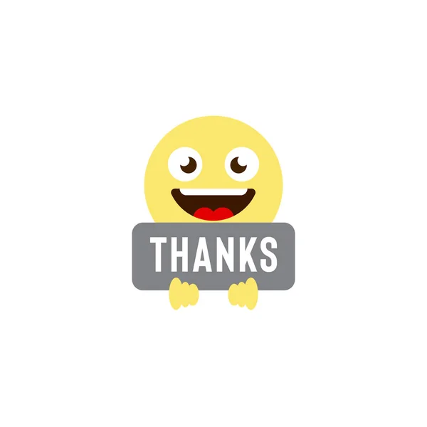 Thanks emoticons vector pictogram symbool geïsoleerd op witte achtergrond — Stockvector