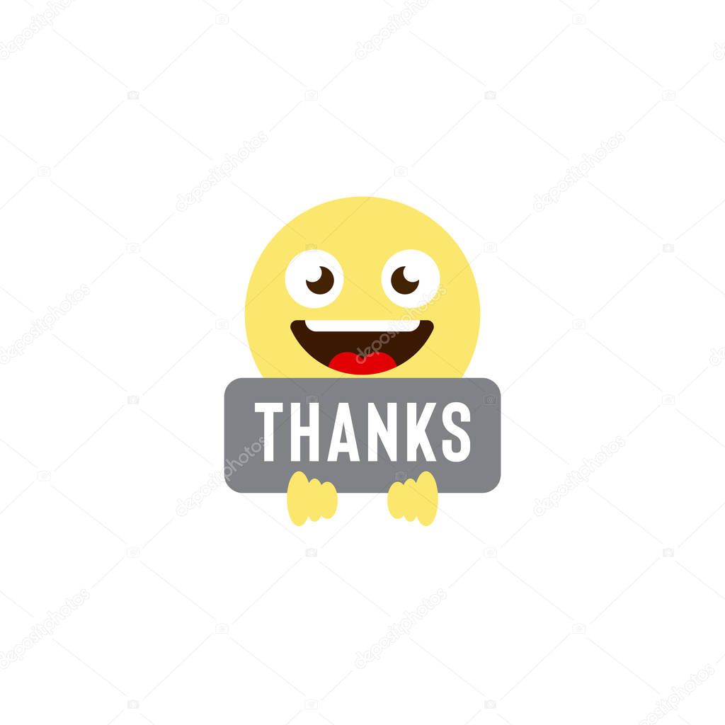 thanks emoticons vector icon symbol isolated on white background