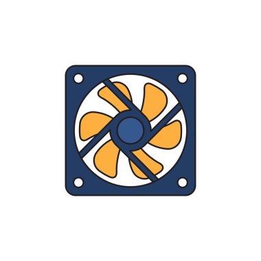 Beyaz arka planda yalıtılmış bilgisayar soğutucu vektör simgesi simgesi