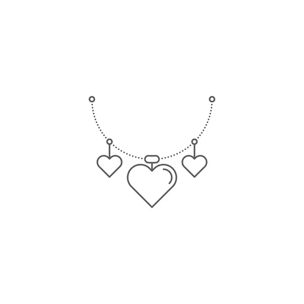 Heart necklace vector icon symbol isolated on white background — Stock Vector