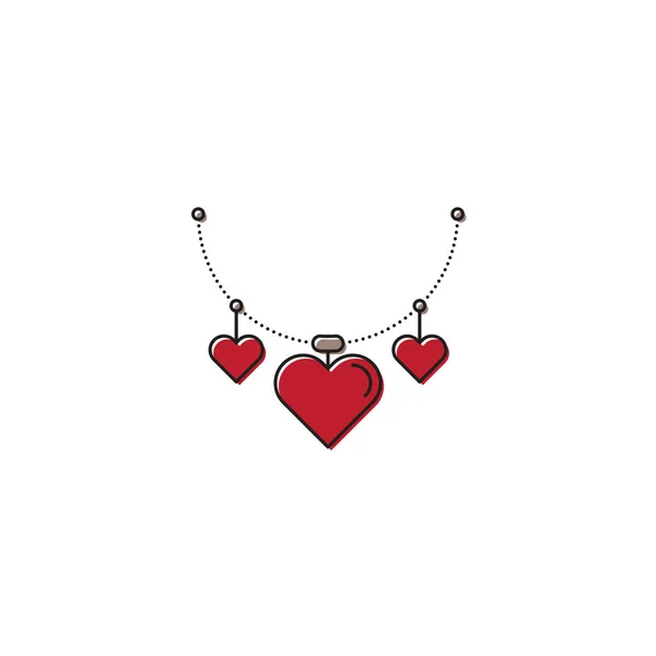 Coeur collier vectoriel icône symbole isolé sur fond blanc — Image vectorielle