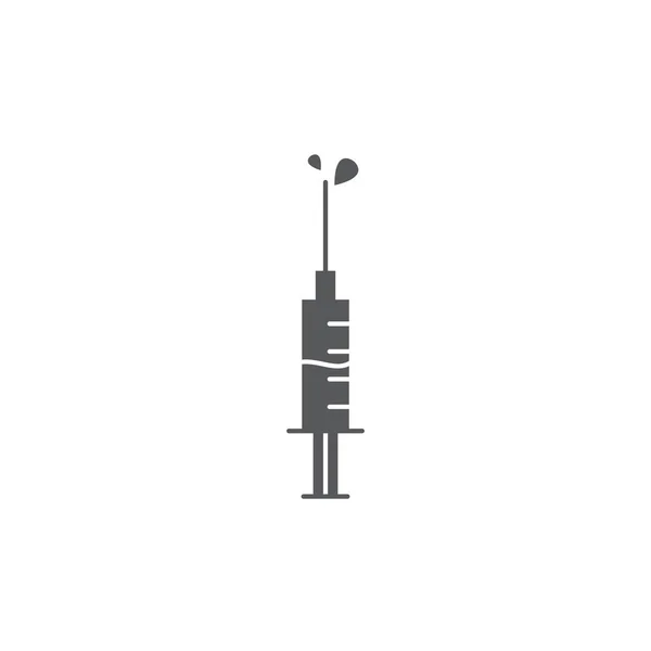 Medische spuit vector pictogram symbool geïsoleerd op witte achtergrond — Stockvector