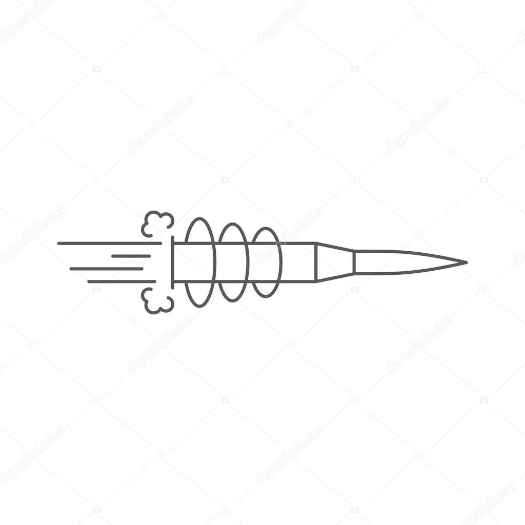 Flying bullet vector icon symbol isolated on white background