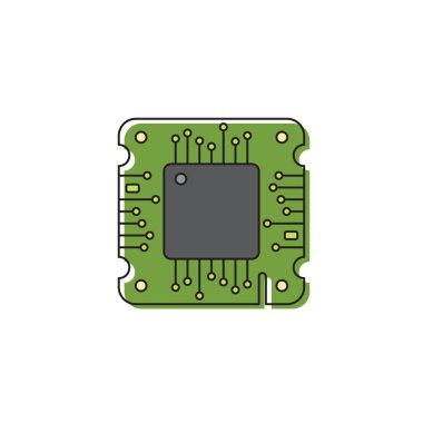 Anakart Cpu işlemci vektör simgesi beyaz arka planda yalıtılmış