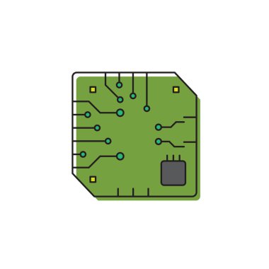 Anakart Cpu işlemci vektör simgesi beyaz arka planda yalıtılmış