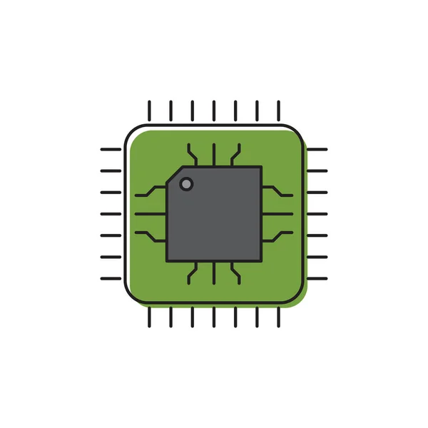 Moederbord CPU processor vector pictogram geïsoleerd op witte achtergrond — Stockvector