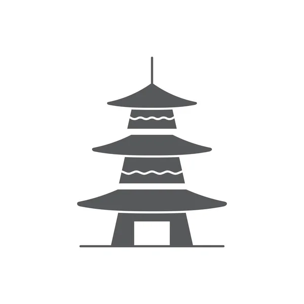 Asiático pagode vetor ícone símbolo arquitetura isolada no fundo branco — Vetor de Stock
