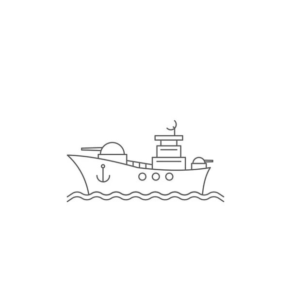 Slagschip vector pictogram Navy symbool geïsoleerd op witte achtergrond — Stockvector