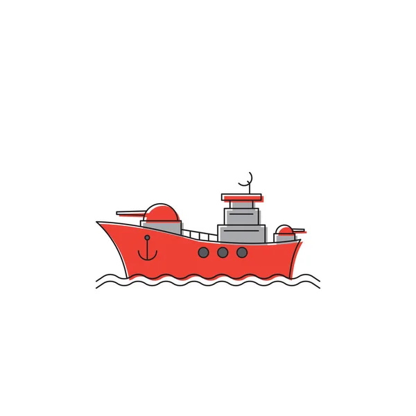 Battleship vector icon navy symbol isolated on white background — Stock Vector
