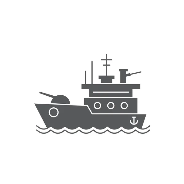 Icône vectorielle cuirassé symbole de la marine isolé sur fond blanc — Image vectorielle