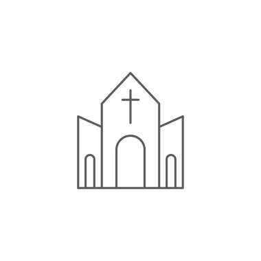 Kilise bina vektör simgesi sembolü Hıristiyan beyaz arka plan üzerinde izole