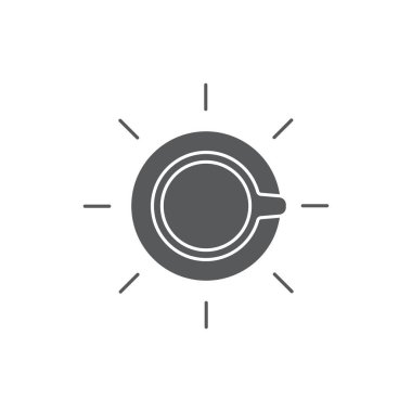 Kahve fincanı üst görünüm vektör simgesi düz, izole arka plan