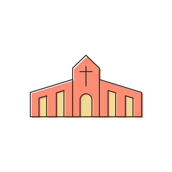 Church building vector icon symbol Christian isolated on white background — Stock Vector