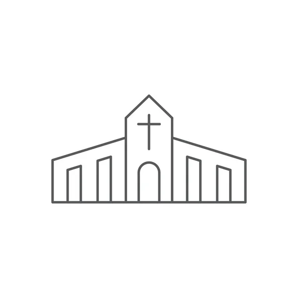 Kerkgebouw vector pictogram symbool Christian geïsoleerd op witte achtergrond — Stockvector