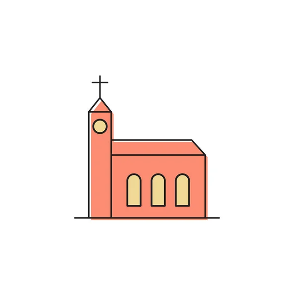 교회 건물 벡터 아이콘 기호 기독교 고립 에 흰색 배경 — 스톡 벡터