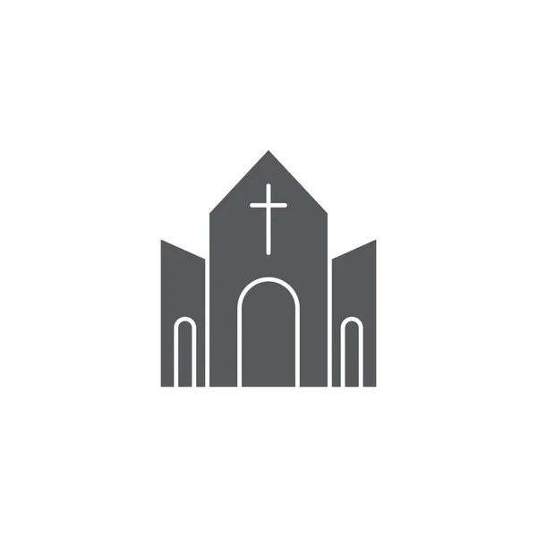 Kerkgebouw vector pictogram symbool Christian geïsoleerd op witte achtergrond — Stockvector