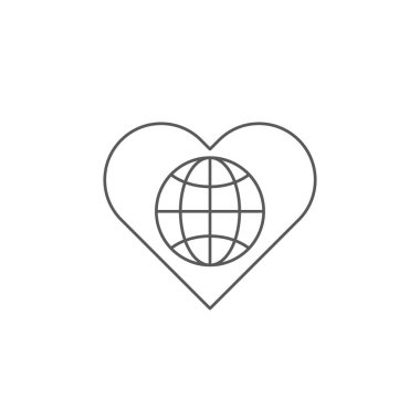 Beyaz arka planda izole edilmiş kalp vektör simgesi simgesi olan küre