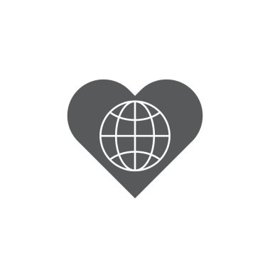 Beyaz arka planda izole edilmiş kalp vektör simgesi simgesi olan küre