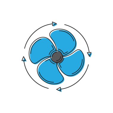 Fan döndürme yönü vektör simgesi simgesi beyaz arka planda yalıtılmış