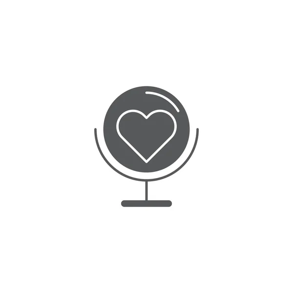 Globo com símbolo de ícone de vetor cardíaco isolado no fundo branco — Vetor de Stock