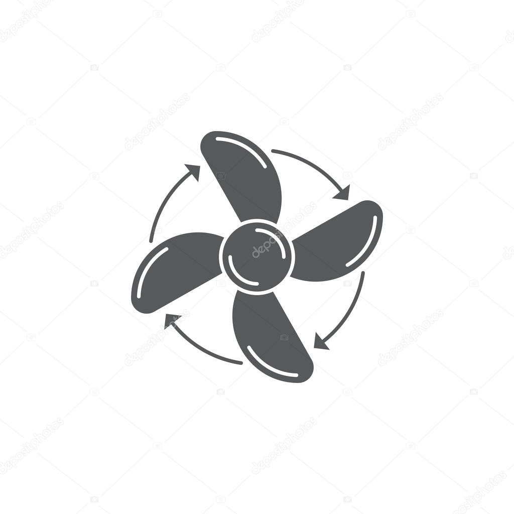 Fan rotation direction vector icon symbol isolated on white background
